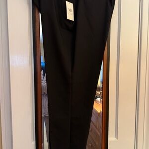 Chaus black dress straight leg pants. Side zip. Cotton, poly, spandex blend.